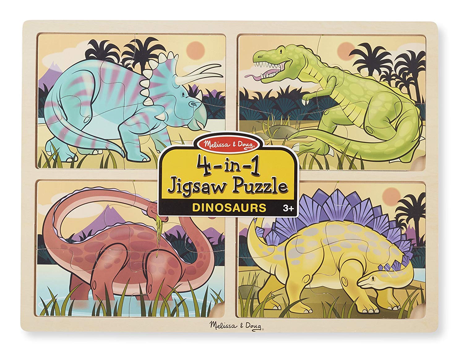 Пазл 4 в 1 – Динозавры, 16 деталей  