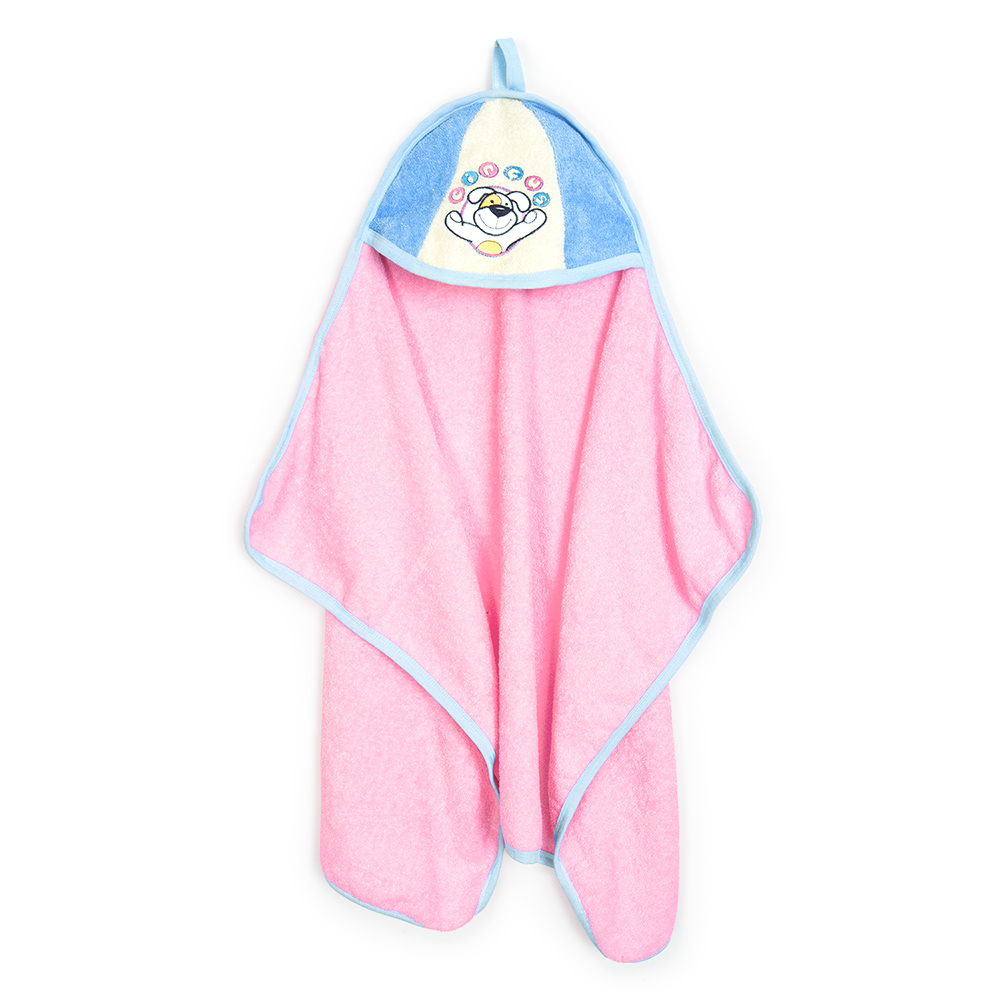 Полотенце с капюшоном и массажная рукавичка из серии Циркус, розовый  