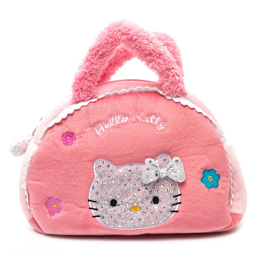 Мягкая сумочка, украшенная пайетками и вышивками, Hello Kitty   