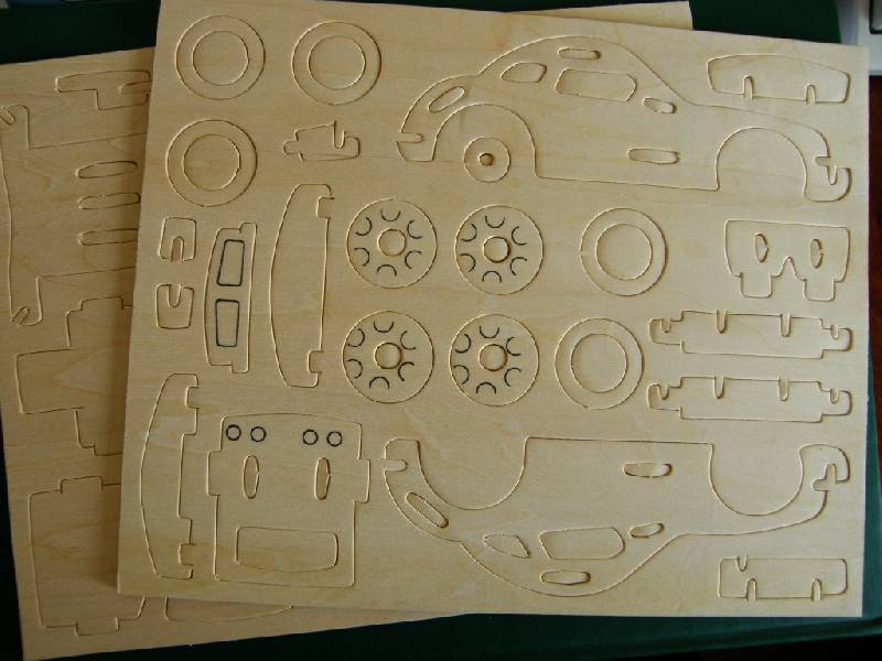 Модель деревянная сборная – Порше, 2 пластины  