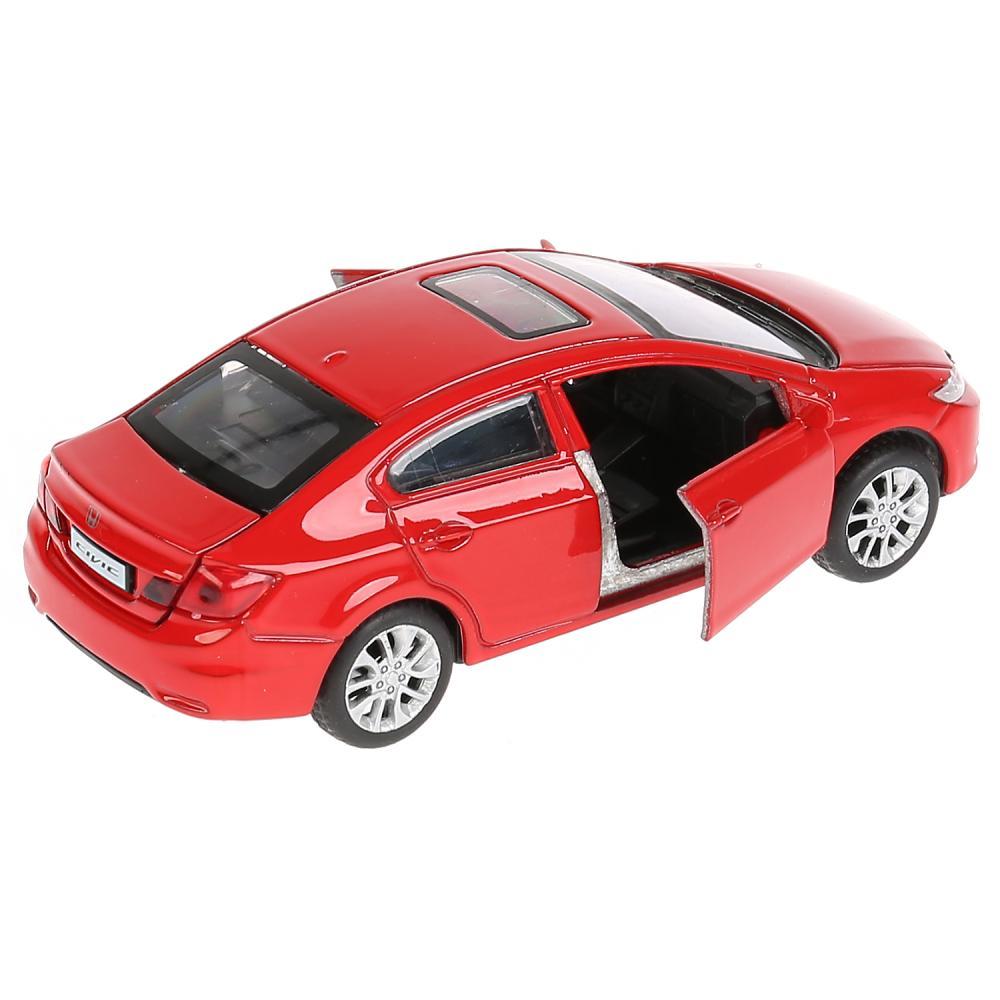 Машина металлическая Honda Civic, длина 12 см, открываются двери, инерционная, цвет красный  