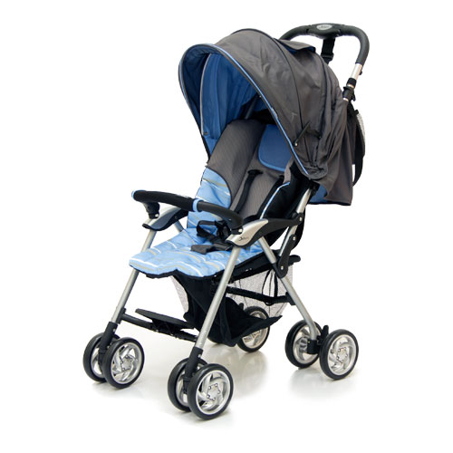 Коляска прогулочная Elegant, Dark Grey/Blue, полоска Коляска прогулочная Elegant, Dark Grey/Blue, полоскаДетские коляски Capella Jetem, Baby Care<br>Коляска прогулочная Elegant, Dark Grey/Blue, полоска<br>
