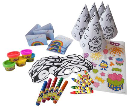 Набор из серии Play doh - Вечеринка, 5 маркеров, 5 восковых мелков, 5 наклеек, 5 разноцветных колпаков и масок, 5 воздушных шаров  