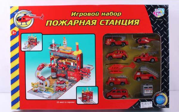 Набор игровой Пожарная станция - Гараж с машинками и вертолетами  