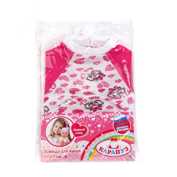 Комплект одежды для куклы Карапуз - Комбинезон с шапочкой, 40-42 см, розовый  