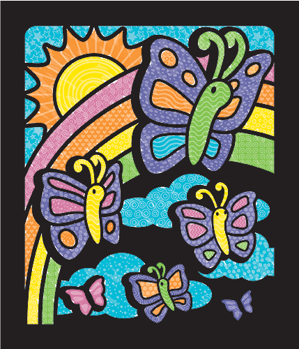 Раскраска - Магический бархат - Бабочки из серии Творчество  