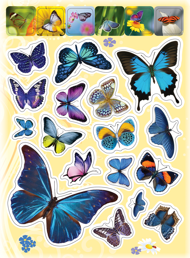 Наклейки – Бабочки, 100 наклеек  