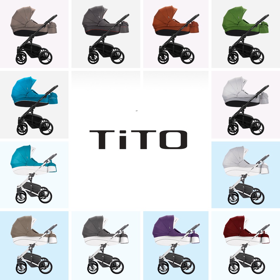 Детская коляска Bebetto Tito 2 в 1 шасси белый/BIA, цвет – 02  