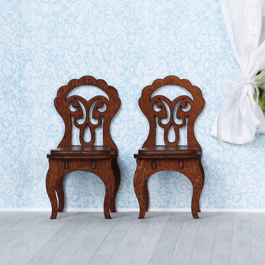 Мебель для кукольного домика - 2 стула, цвет – коричневый  