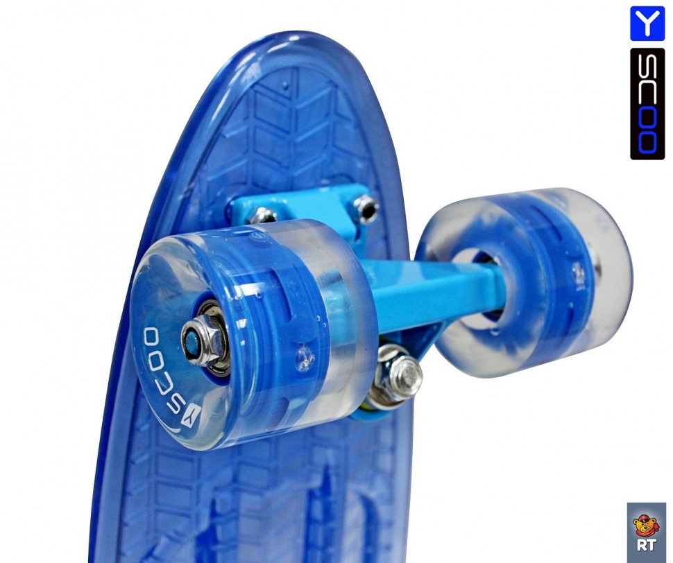 Скейтборд 6-13 Penny board RT 22 Shine blue со светящимися колесами  