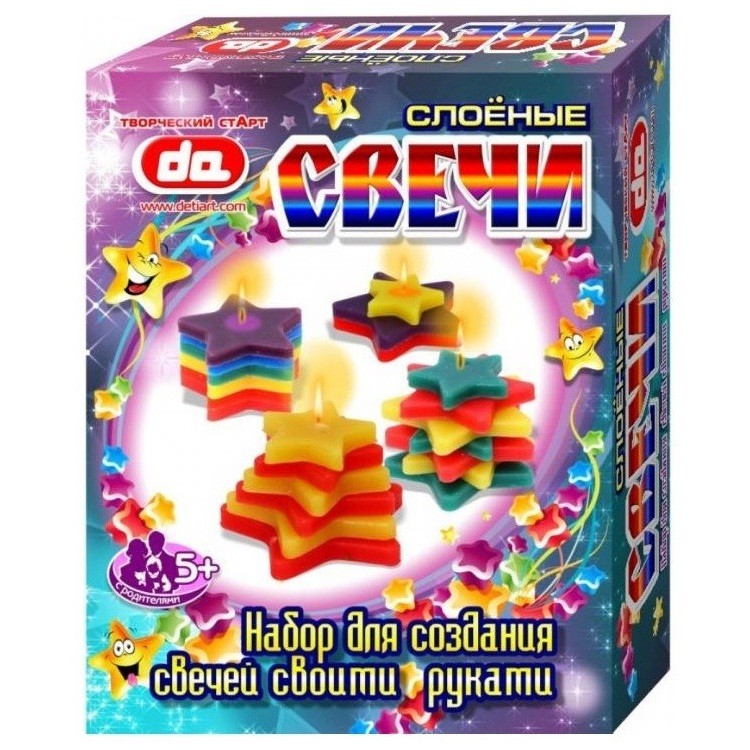 Набор для творчества - слоёные свечи Звездочки Набор для творчества - слоёные свечи ЗвездочкиСоздание гелевых свечей<br>Набор для творчества - слоёные свечи Звездочки<br>