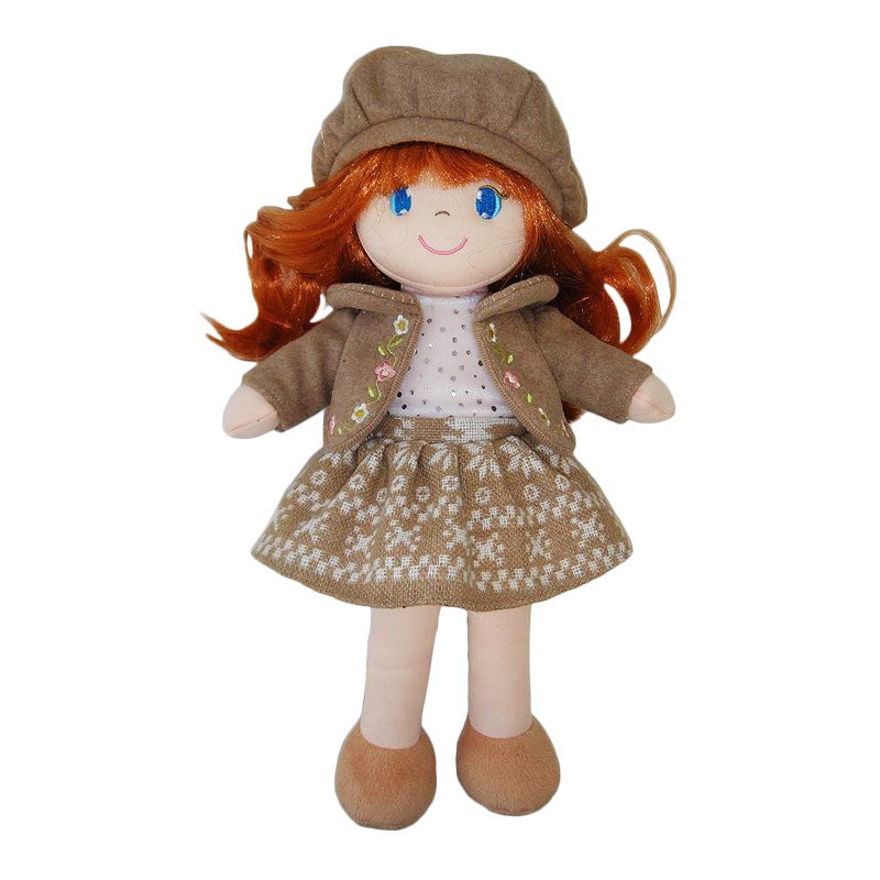 Кукла мягконабивная, в коричневом берете и фетровом костюме, 36 см  
