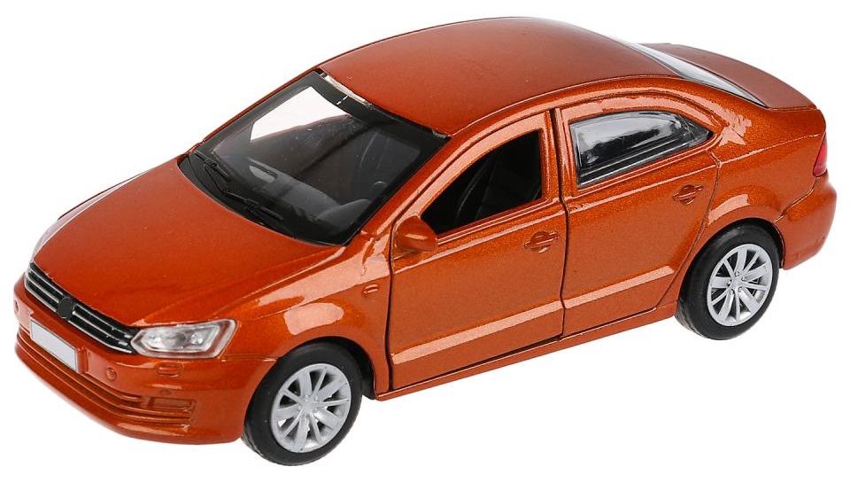 Машина металлическая Volkswagen Polo Седан, 12 см, открываются двери и багажник, инерционная, коричневая  