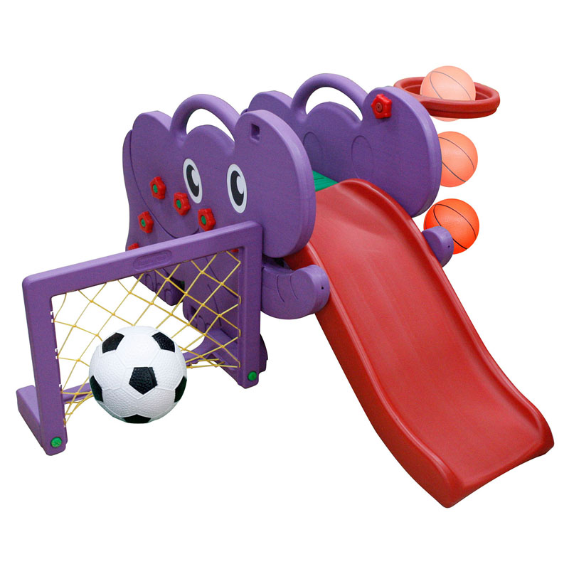 Детский игровой комплекс Elephant для дома и улицы: детская горка, баскетбольное кольцо с мячом, футбольные ворота с мячом  