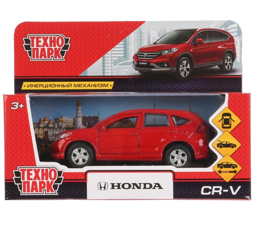 Машина металлическая Honda CR-V, 12 см, открываются двери, инерционная, красная  