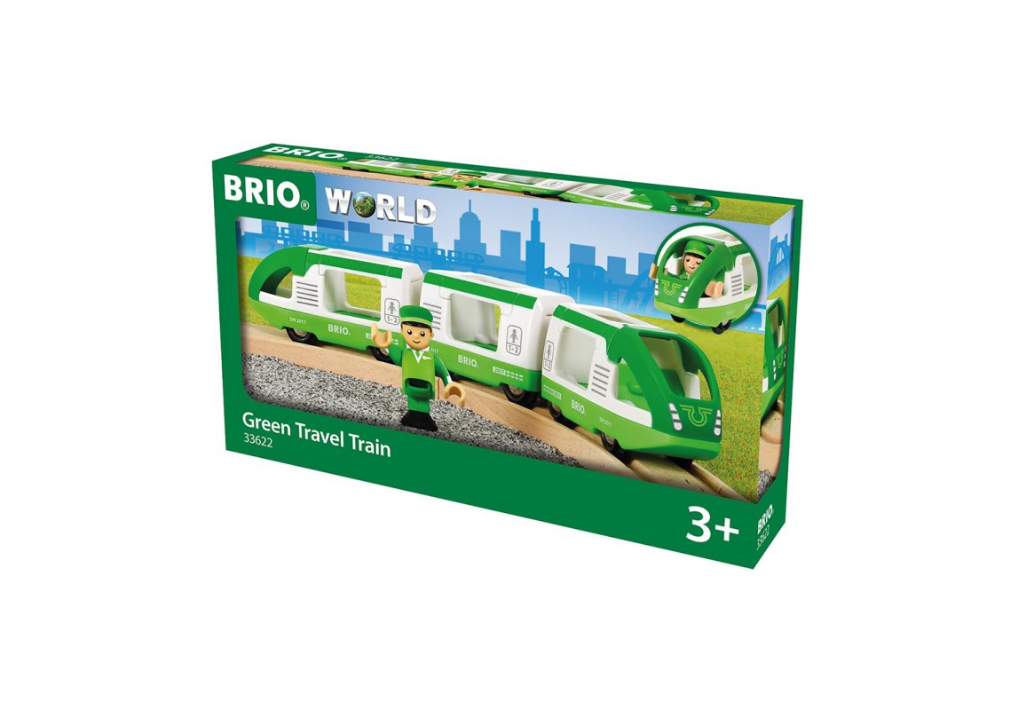 Игровой набор – Зеленый поезд с 3 вагонами и машинистом  