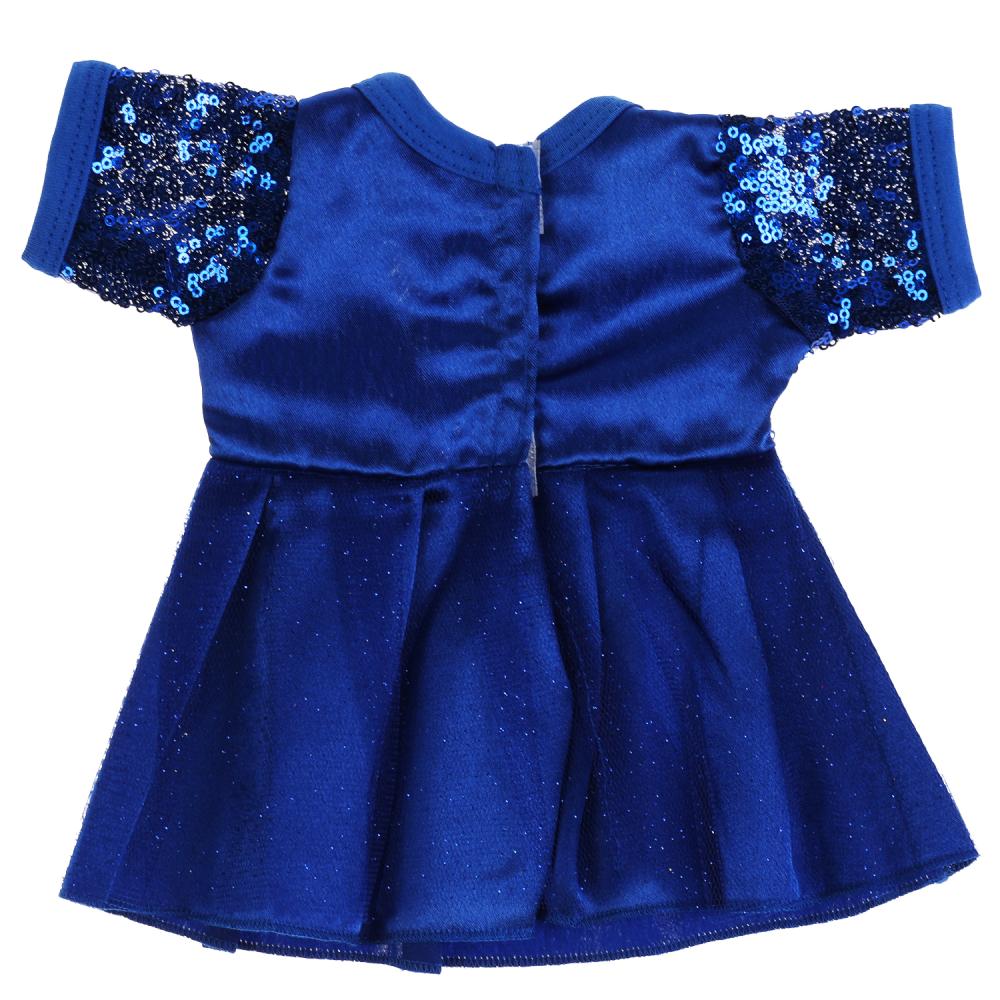Синее платье с пайетками для кукол 40-42 см  