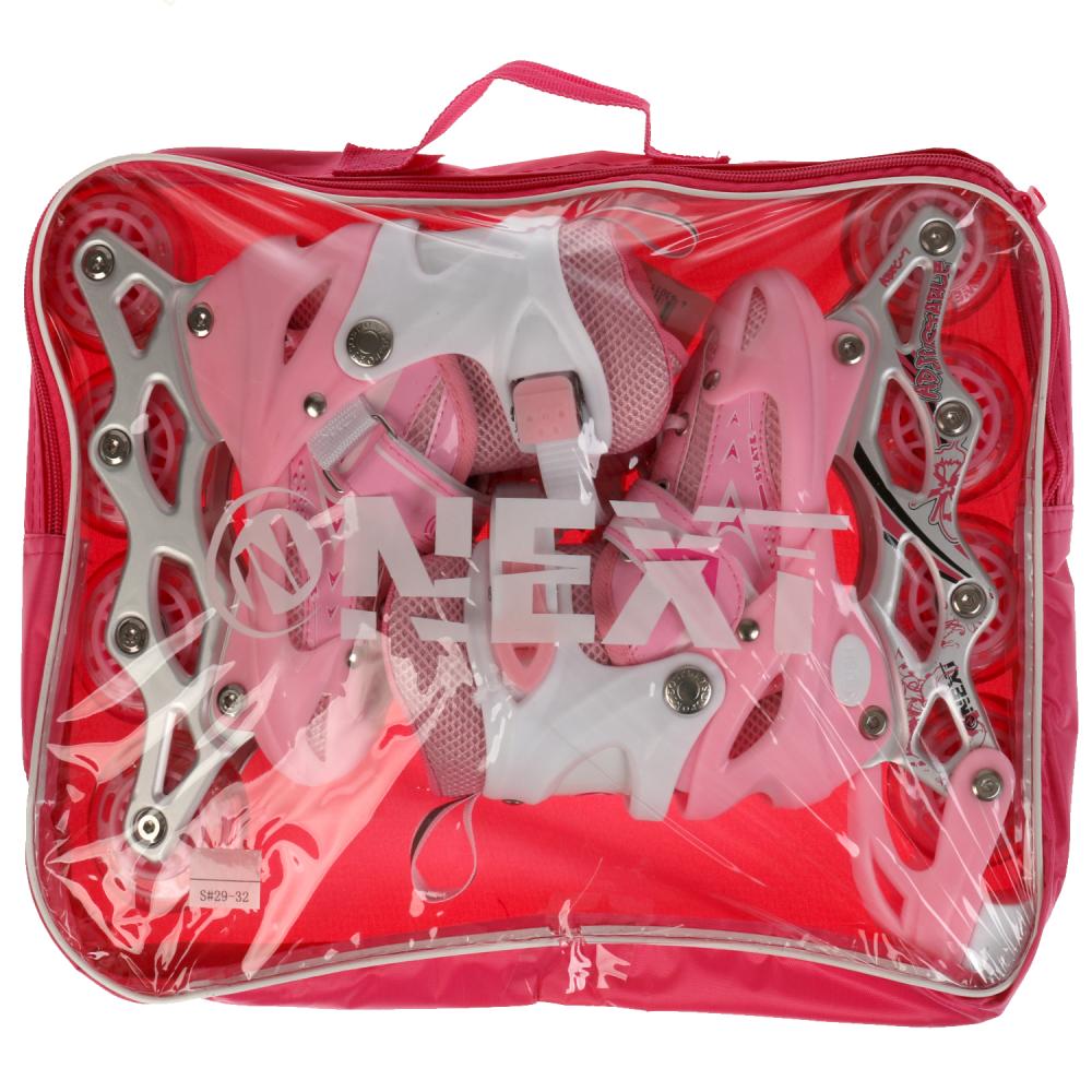 Раздвижные ролики Next со светом размер 29-32 в сумке розовые  