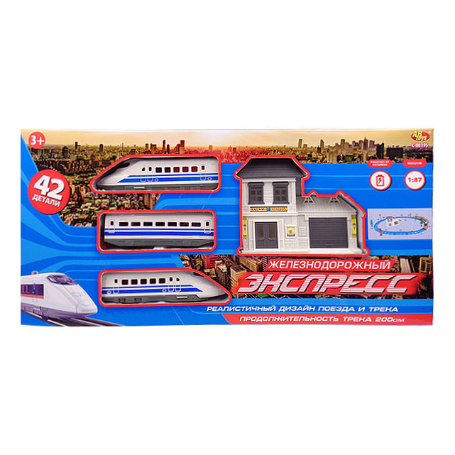 Железная дорога - Экспресс, 200 см, 42 предмета Железная дорога - Экспресс, 200 см, 42 предметаДетская железная дорога<br>Железная дорога - Экспресс, 200 см, 42 предмета, ABtoys, C-00195<br> <br>Замечательная игрушка от бренда ABtoys сможет надолго увлечь маленького любителя дорожных приключений и подарит ему массу положительных эмоций. Ребенок сможет сам собрать двухметровое по...<br>