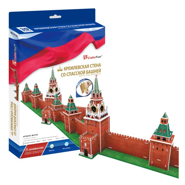 Объемный 3D-пазл Кремлевская стена со Спасской башней, Россия Объемный 3D-пазл Кремлевская стена со Спасской башней, РоссияПазлы объёмные 3D<br>Объемный 3D-пазл Кремлевская стена со Спасской башней, Россия<br>