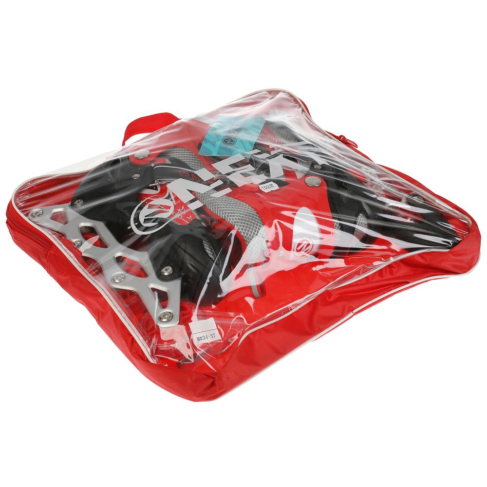 Раздвижные ролики Next со светом размер 34-37 в сумке красные  