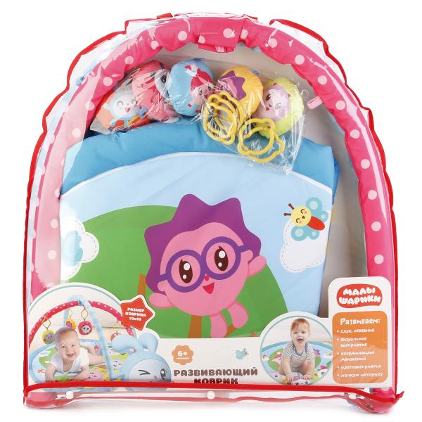 Коврик детский - Малышарики, с мягкими игрушками на подвеске, в сумке  