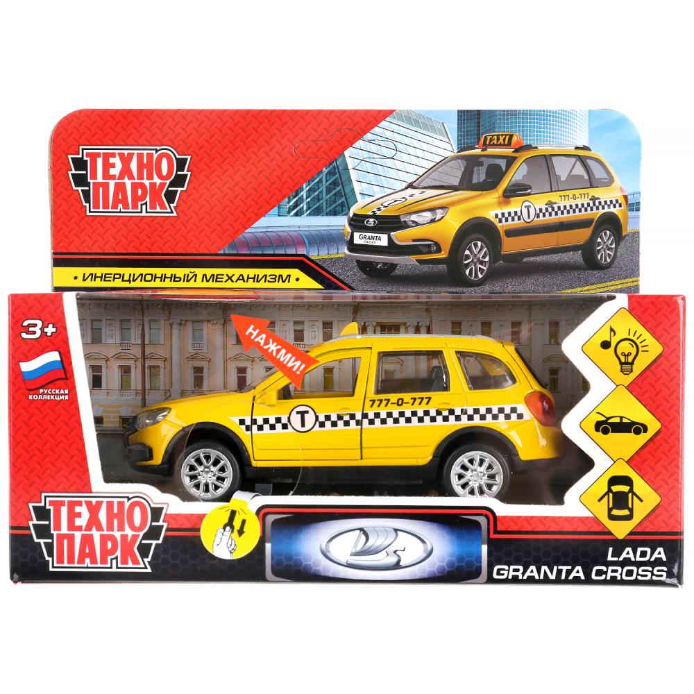 Машина Lada Granta Cross 2019 – Такси, 12 см, свет-звук, инерционный механизм, цвет желтый  