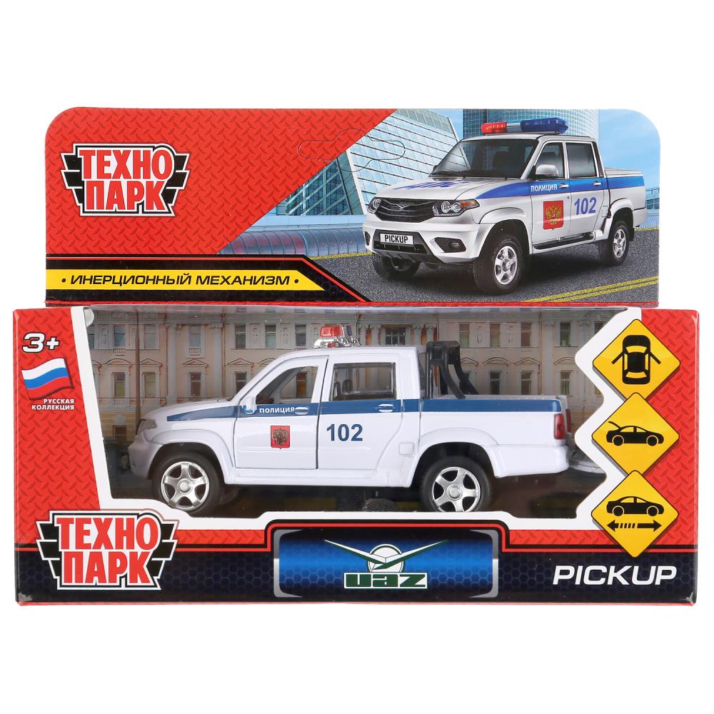 Машина Uaz Pickup - Полиция, 12 см, цвет белый, открываются двери, инерционный механизм  