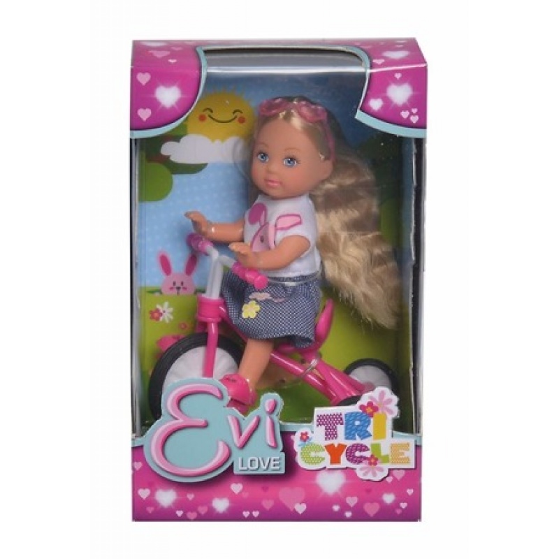 Кукла Еви на трехколесном велосипеде, 12 см  