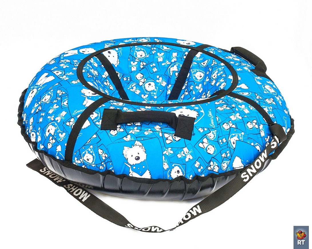Санки надувные Тюбинг - Собачки на голубом, диаметр 105 см  