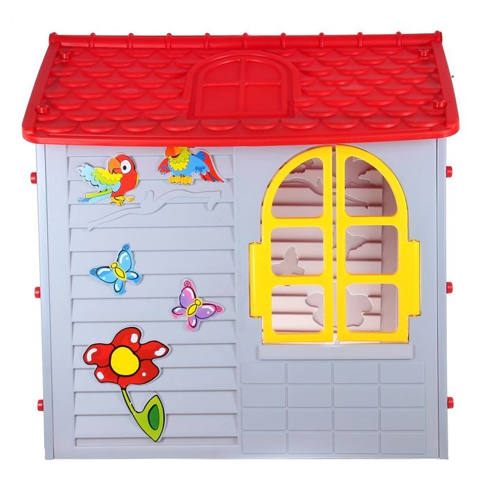 Детский малый игровой домик, фиолетовый с красной крышей   