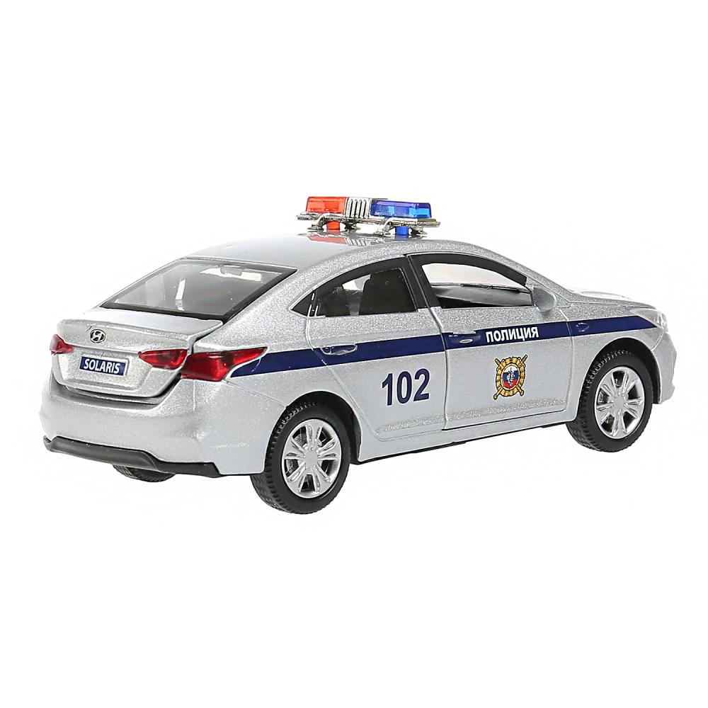 Машина Hyundai Solaris - Полиция, 12 см, свет-звук инерционный механизм, цвет серебристый  