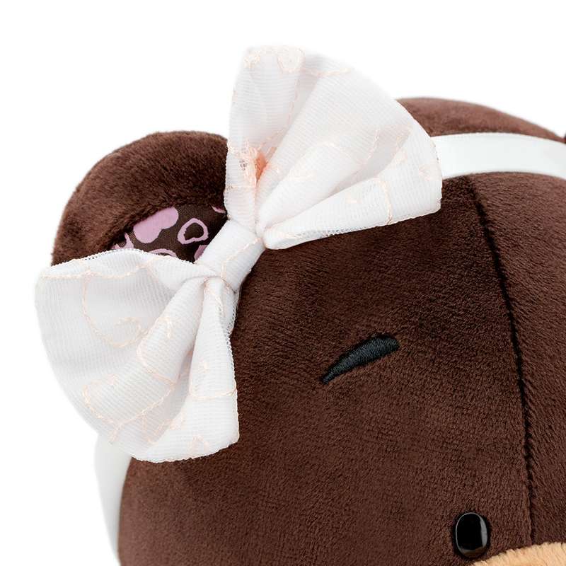 Мягкая игрушка - Медведь девочка Milk сидячая в платье с вышивкой, 25 см  