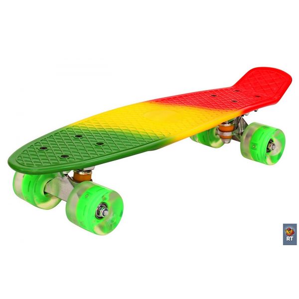 171204 Скейтборд Classic 22" YQHJ-11 со светящимися колесами, цвет зеленый/оранжевый/красный  