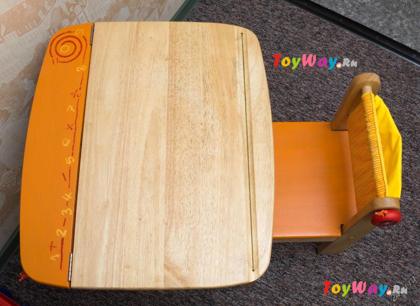 I'm Toy Стол для рисования с держателем для рулона бумаги и контейнером, оранжевый  