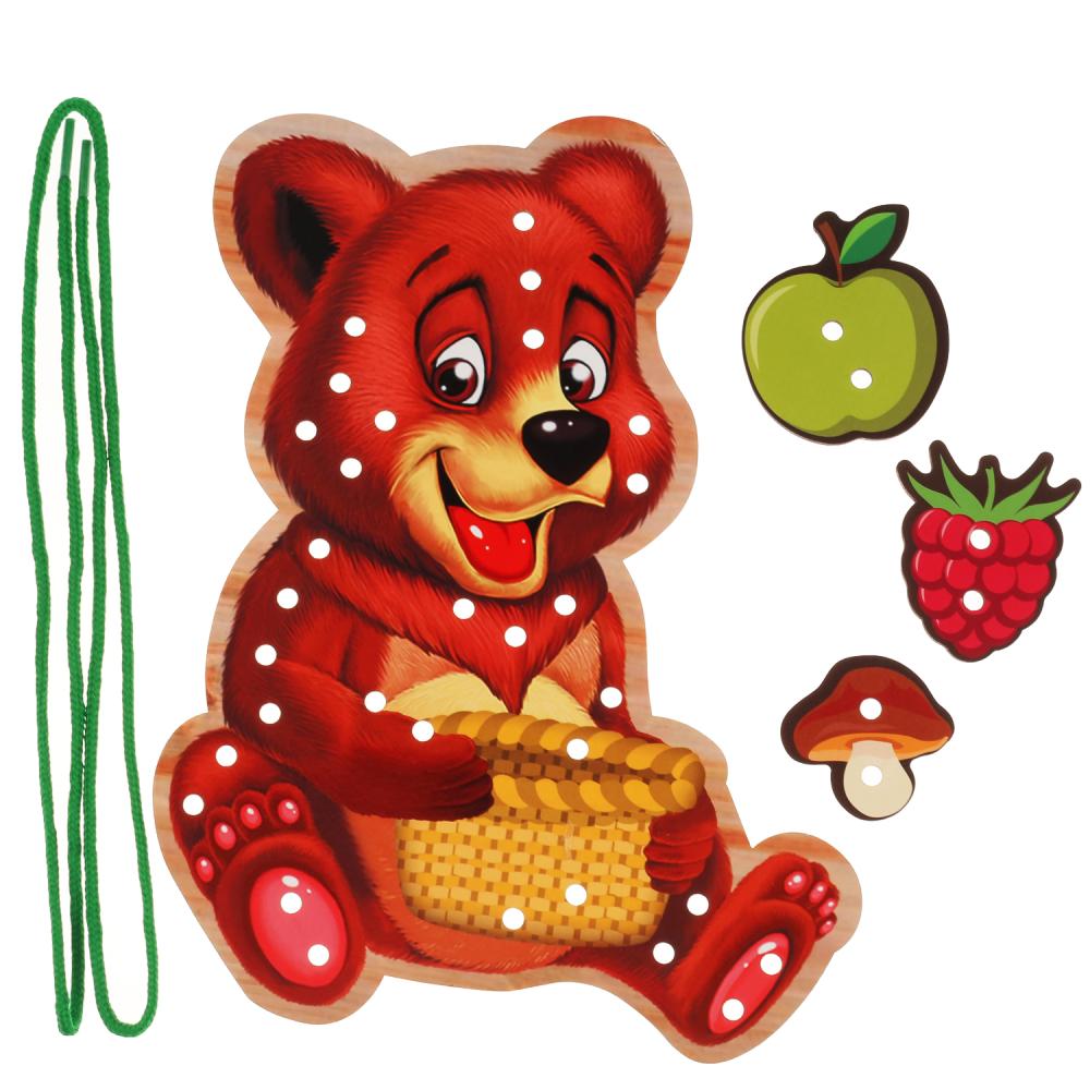 Деревянная игрушка-шнуровка Медведь  