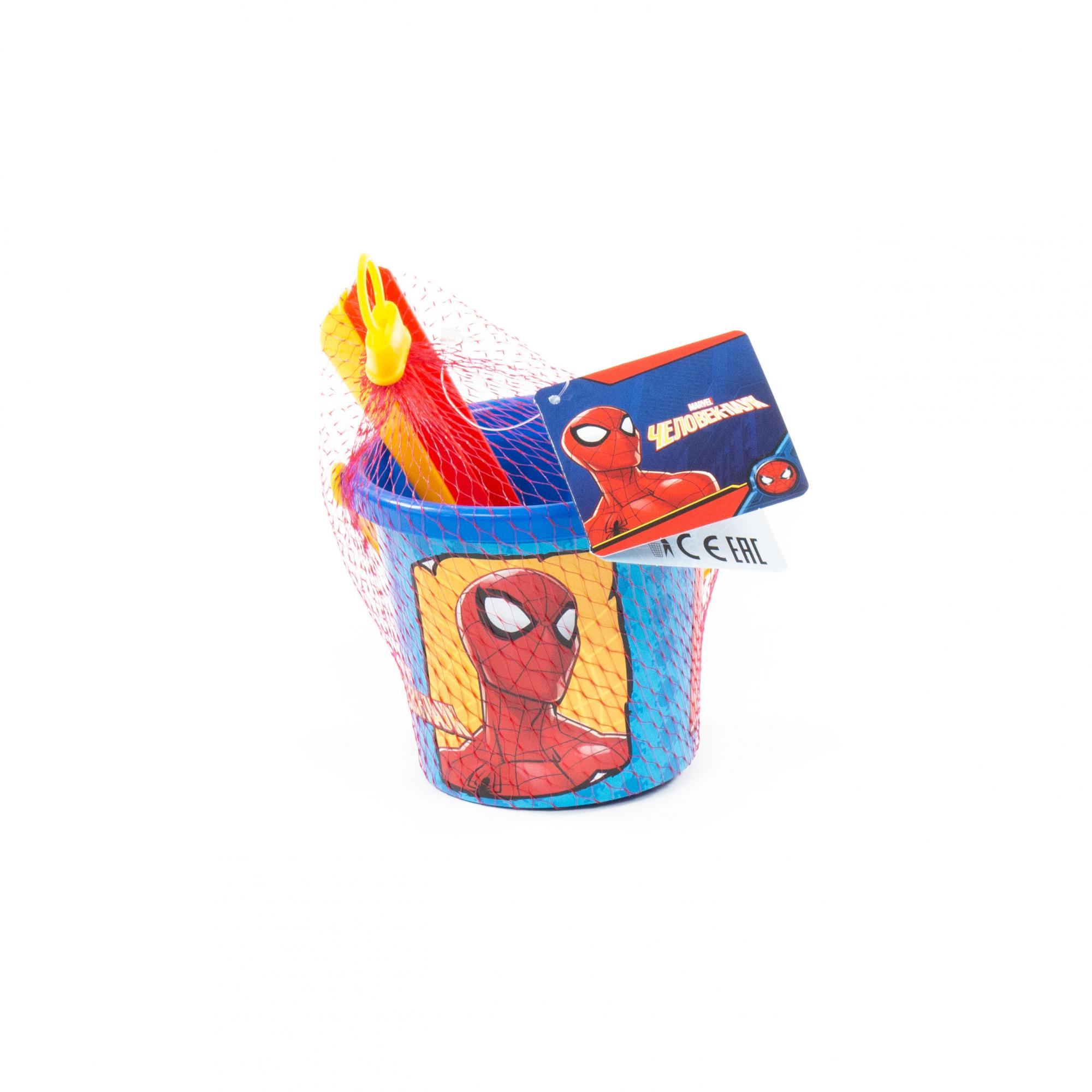 Набор Marvel - Человек-Паук №1: ведро малое с наклейкой, совок №2, грабельки №2  