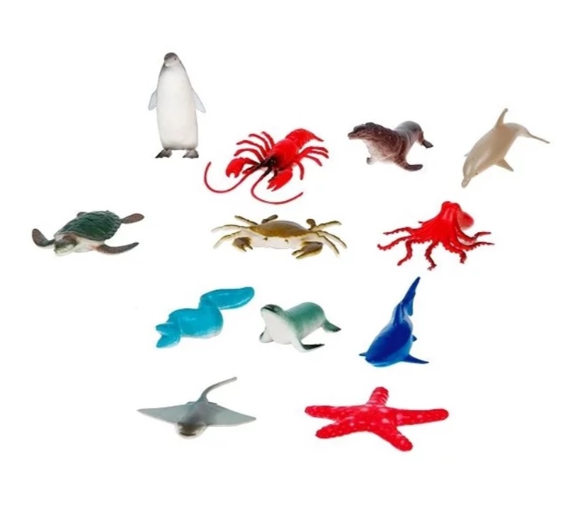 Набор морских животных 12 штук, В мире животных  