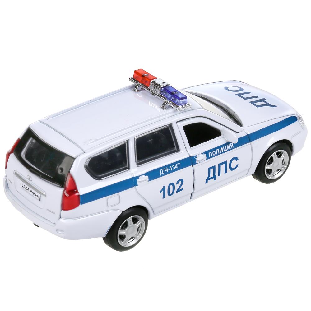 Машина Полиция LADA Priora 12 см белая двери и багажник открываются металлическая инерционная  