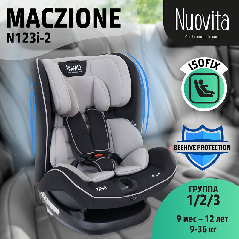 Автокресло Nuovita Maczione N123i-2, Grigio/Серый  