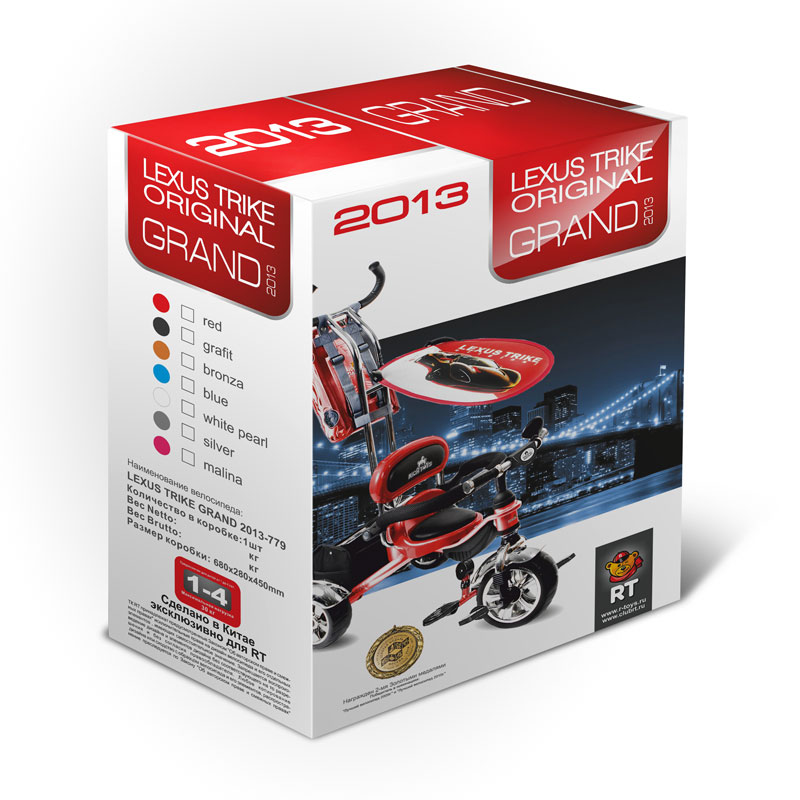 3-х колесный велосипед Lexus trike original RT Grand Print Deluxe New Design 2014, колеса EVA, цвет – красный  