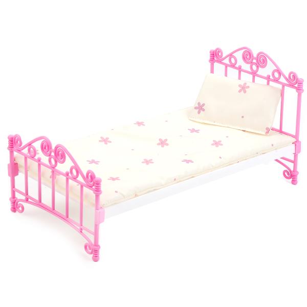 Кроватка с постельным бельем, розовая  