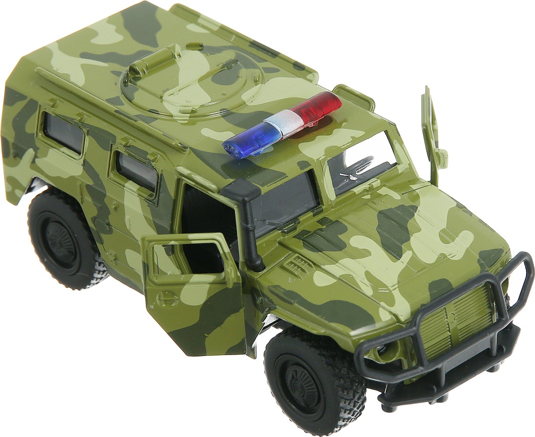 Инерционная металлическая машинка ГАЗ Тигр - Военная  