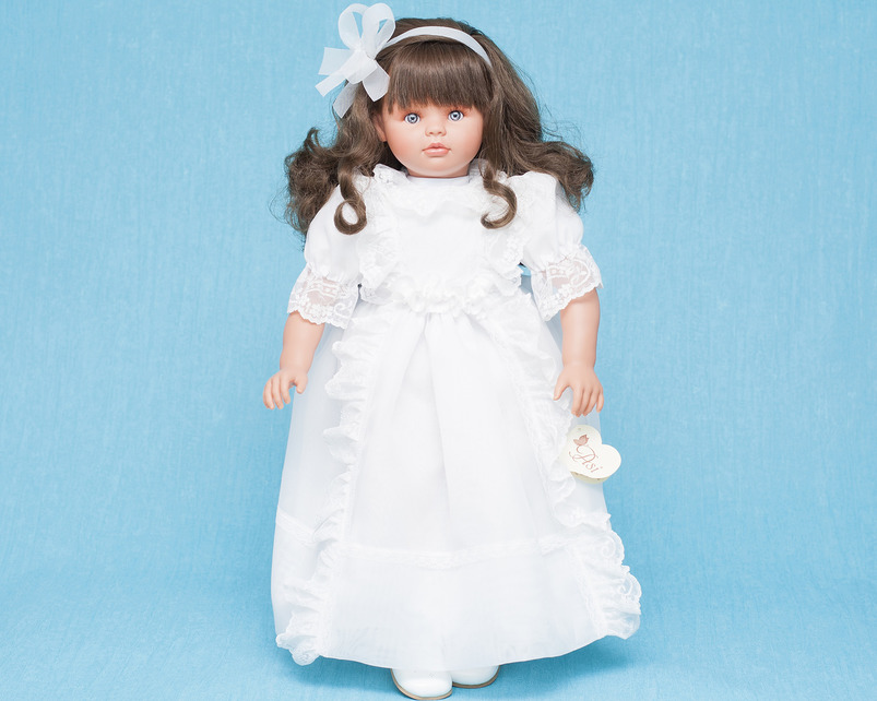 Кукла Пепа в белом кружевном платье, 60 см.  