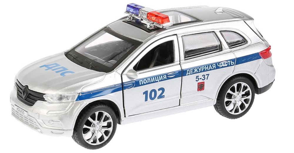 Полицейская металлическая машина - Renault Koleos, длина 12 см, открываются двери  