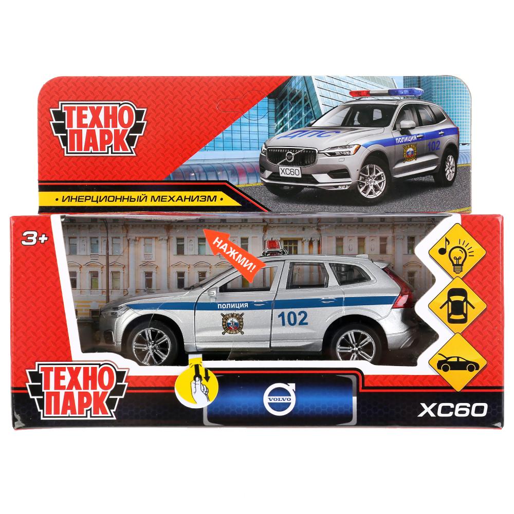 Машина - Volvo Xc60 R-Desing - Полиция, 12 см, свет-звук инерционный механизм, цвет серебристый  