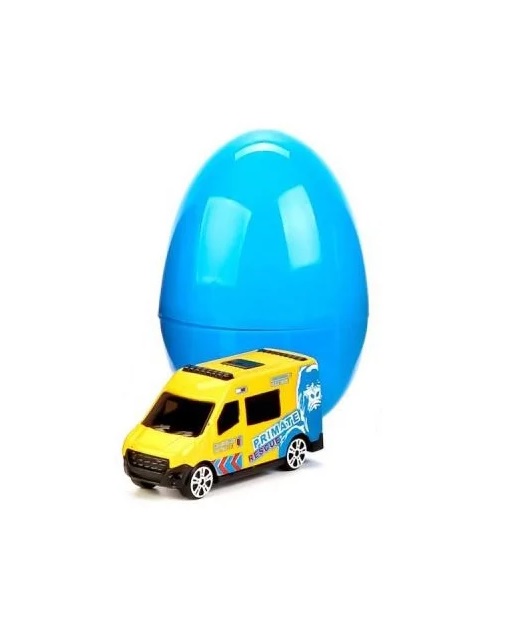 Городской транспорт в яйце 7,5 см, металлический  