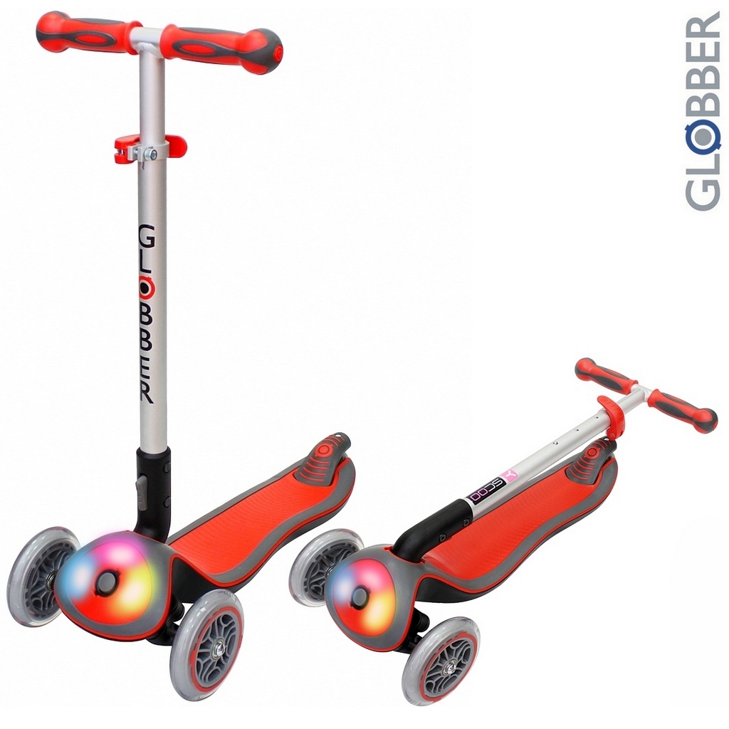 Самокат Globber Elite F My Free Fold up 448-102 со светящейся платформой, красный Самокат Globber Elite F My Free Fold up 448-102 со светящейся платформой, красныйТрехколесные самокаты<br>Самокат Globber Elite F My Free Fold up 448-102 со светящейся платформой, красный<br>