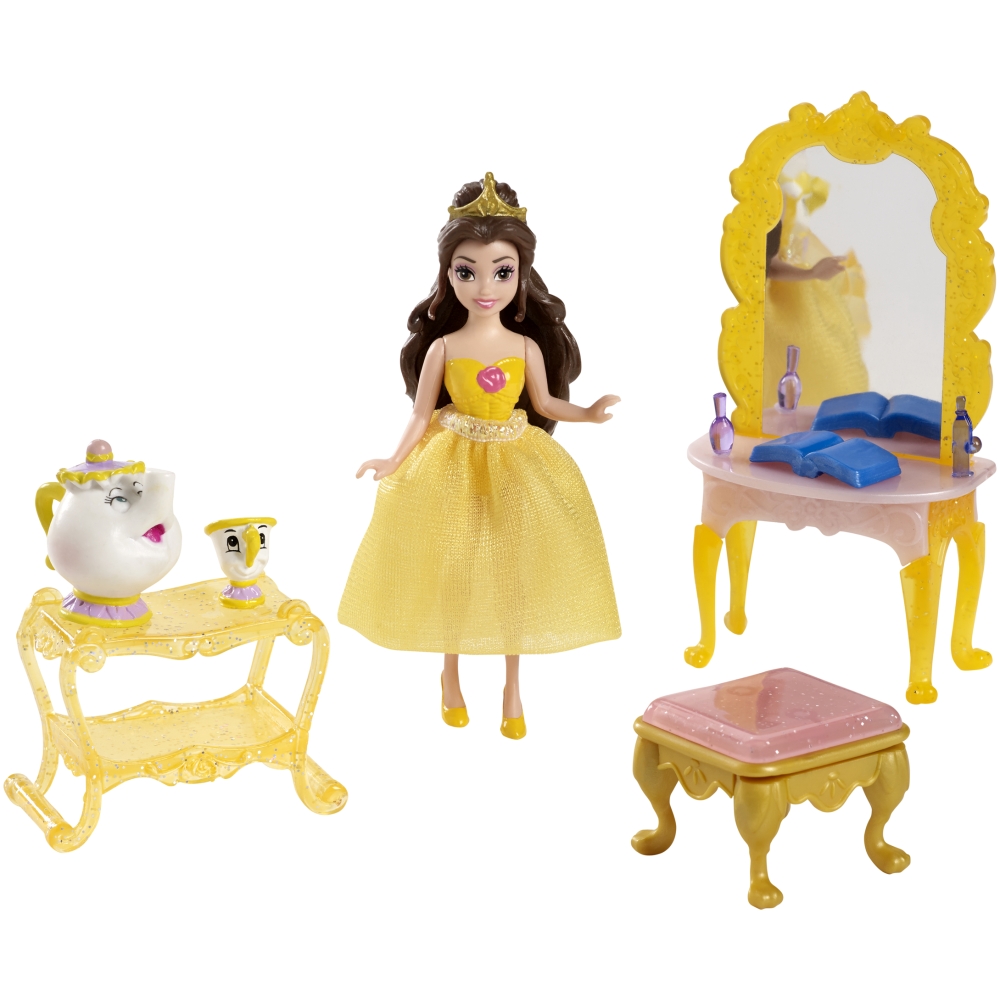 Игровой набор с мини-куклой Белль - сцена из сказки, 9 см. Игровой набор с мини-куклой Белль - сцена из сказки, 9 см.Белль<br>Игровой набор с мини-куклой Белль - сцена из сказки, 9 см.<br>