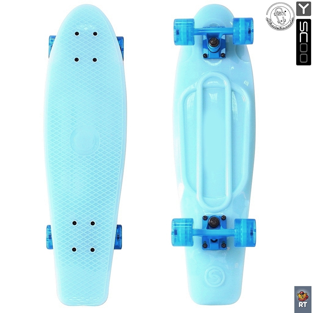 Скейтборд виниловый Y-Scoo Big Fishskateboard Glow 27 402E-B с сумкой, голубой Скейтборд виниловый Y-Scoo Big Fishskateboard Glow 27 402E-B с сумкой, голубойДетские скейтборды<br>Скейтборд виниловый Y-Scoo Big Fishskateboard Glow 27 402E-B с сумкой, голубой<br>